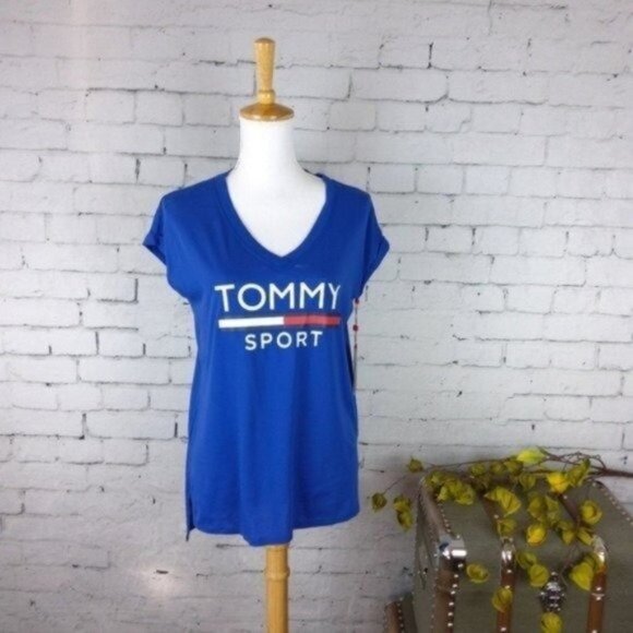 Tommy Hilfiger Burnout Short Sleeve T-shirt Blue Size Small - Picture 1 of 5